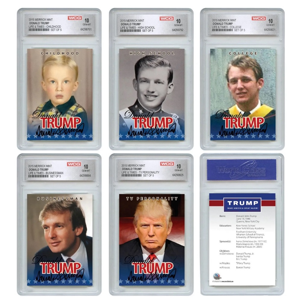 2015 DONALD TRUMP 45th President OFFICIAL Life & Times 5-Card Set - GEM-MINT 10